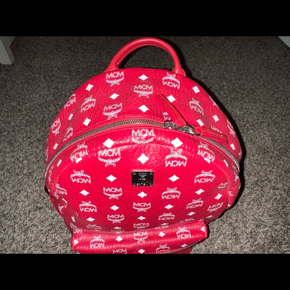 MCM Ruby/White logo Backpack